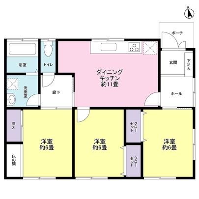 Floor plan. 3DK type of Ken Heike