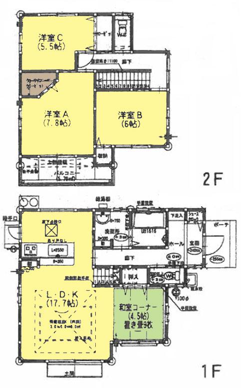 Floor plan. 28.8 million yen, 4LDK + S (storeroom), Land area 239.46 sq m , Building area 101.75 sq m floor plan (4LDK + WIC)