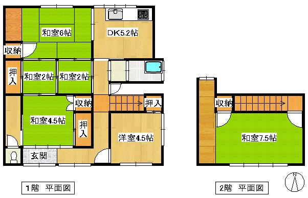 Floor plan. 6.8 million yen, 4DK, Land area 92.56 sq m , Building area 89.45 sq m
