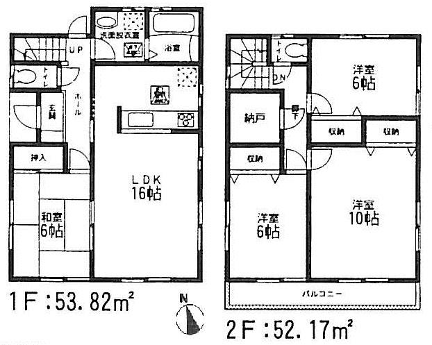 Floor plan. 21,480,000 yen, 4LDK + S (storeroom), Land area 175.26 sq m , Building area 105.99 sq m