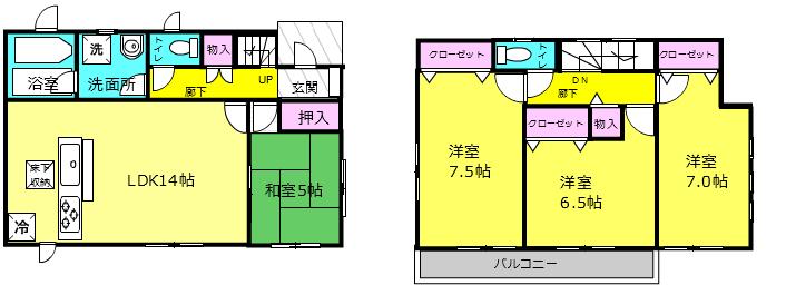Floor plan. 20.8 million yen, 4LDK, Land area 182.42 sq m , Building area 93.96 sq m Floor
