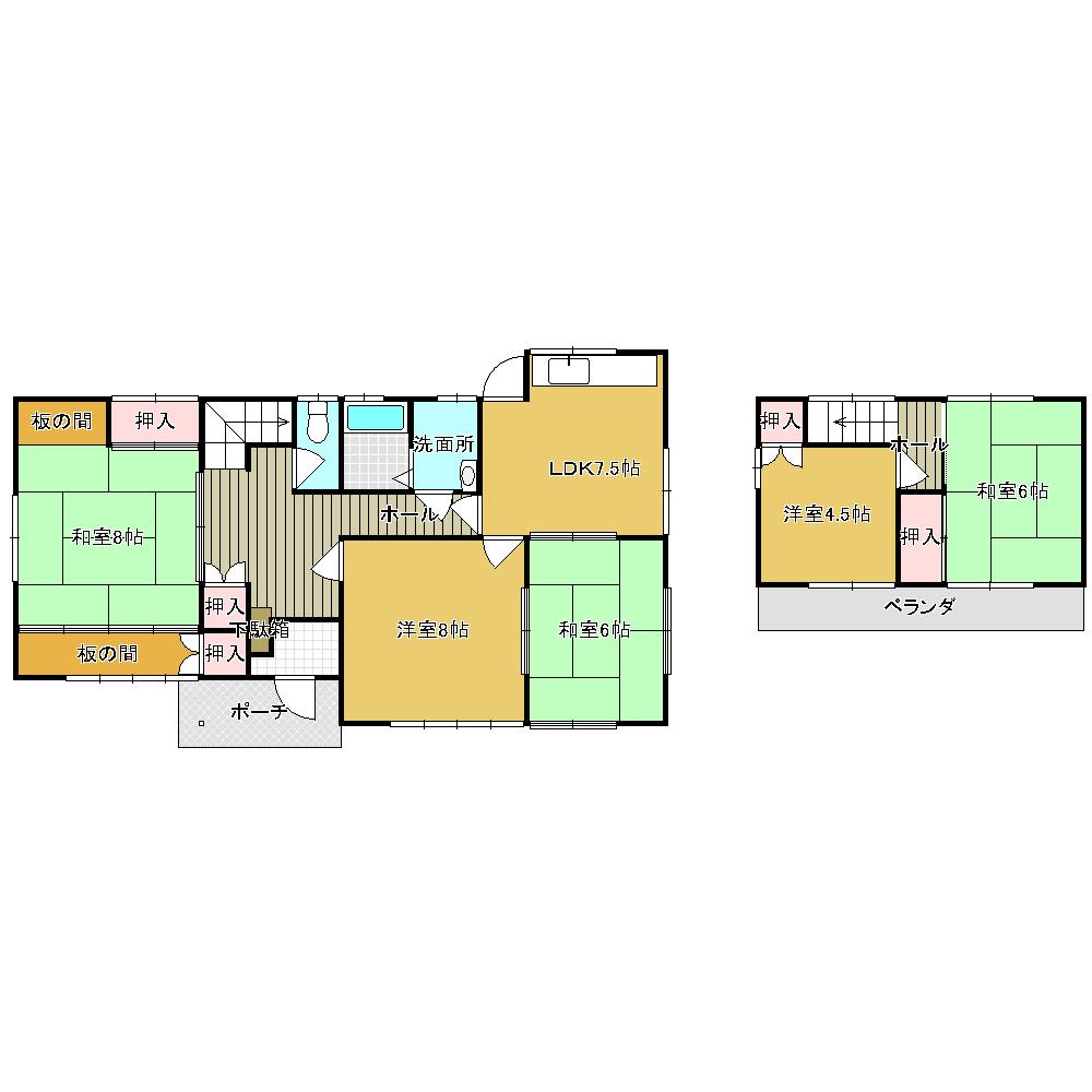 Floor plan. 10,980,000 yen, 5DK, Land area 225.72 sq m , Building area 103.06 sq m 5DK