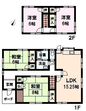 Floor plan. 9.9 million yen, 4LDK, Land area 285.26 sq m , Building area 109.56 sq m