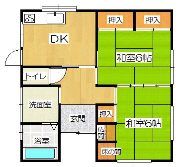Floor plan. 6.3 million yen, 2DK, Land area 196.84 sq m , Building area 50.26 sq m