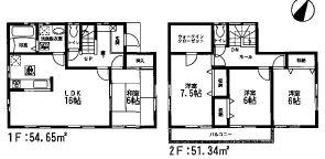 Floor plan. 22,980,000 yen, 4LDK, Land area 191.01 sq m , Building area 105.99 sq m 4LDK