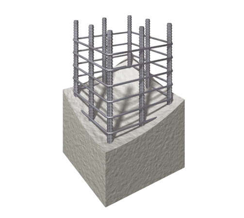 Building structure.  [Sturdy pillars of building] Pillars of the entire building firm is sturdy reinforced concrete. Arranged atypical rebar in the vertical direction, And secure wound at approximately 100mm intervals rebar of hoop around it. Built-in the mold on it, Hardened by implanting concrete, Finish a pillar of rugged reinforced concrete. (Conceptual diagram)
