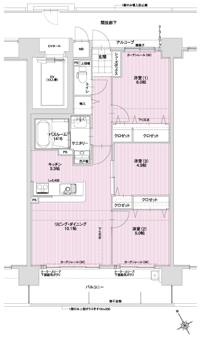 Floor: 3LDK, occupied area: 66.02 sq m, Price: 17,206,800 yen