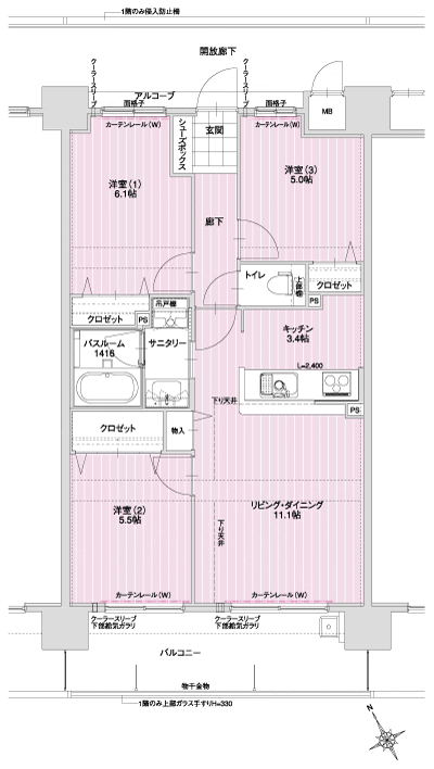 Floor: 3LDK, occupied area: 66.61 sq m, Price: 18,029,000 yen