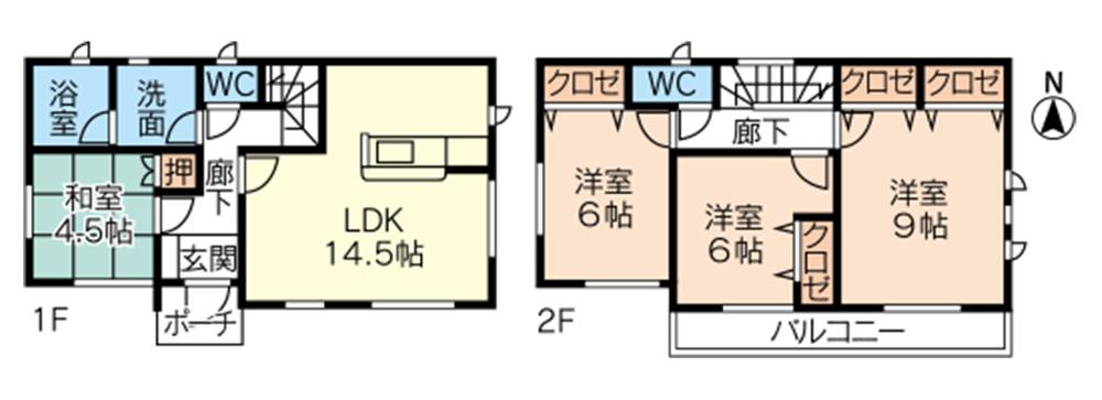 Floor plan. (4 Building), Price 14.8 million yen, 4LDK, Land area 143.43 sq m , Building area 94.77 sq m