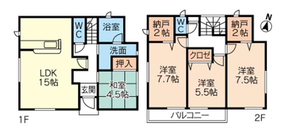 Floor plan. (1 Building), Price 17,900,000 yen, 4LDK+2S, Land area 226.62 sq m , Building area 97.6 sq m
