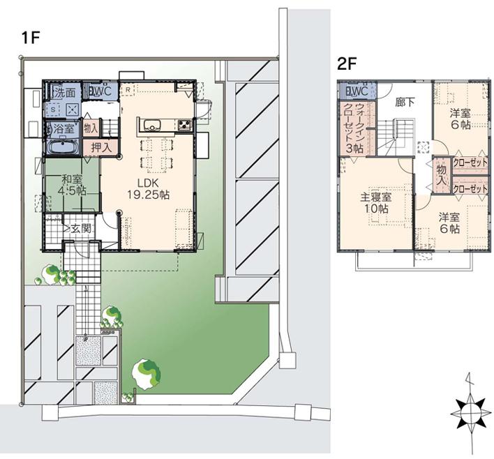 Floor plan.  [No. 1 destination] [Plan Diagram] ※ Plan and Exterior therefore are drawn with reference to the accompanying drawings ・ For planting, In fact and it may be slightly different.  Also, Furniture is not included in the price.
