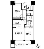 Floor: 2LDK + DEN + TR, the occupied area: 64.05 sq m, Price: 18,800,000 yen ~ 23,900,000 yen