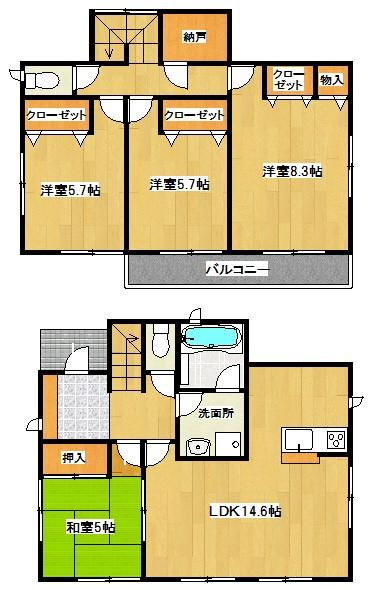 Floor plan. 17.8 million yen, 4LDK+S, Land area 200.71 sq m , Building area 94.36 sq m Floor