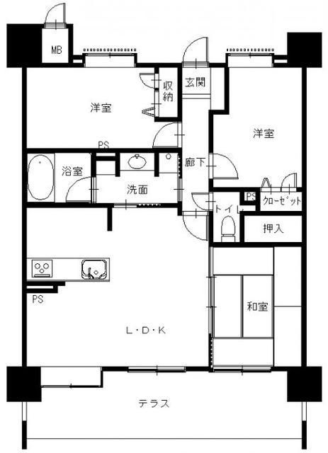 Floor plan. 3LDK, Price 14 million yen, Occupied area 71.28 sq m