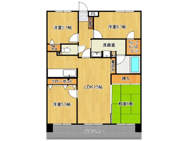 Floor plan. 4LDK, Price 18.9 million yen, Occupied area 84.88 sq m , Balcony area 13.96 sq m