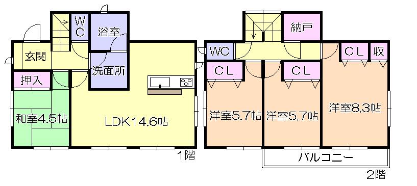 Floor plan. 17.8 million yen, 4LDK, Land area 200.71 sq m , Building area 94.36 sq m