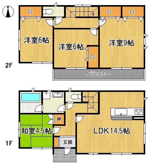 Floor plan. 16.8 million yen, 4LDK, Land area 143.43 sq m , Building area 94.77 sq m