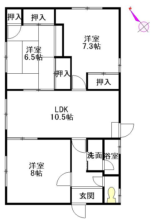 Floor plan. 10.5 million yen, 3LDK, Land area 276.86 sq m , Building area 85.14 sq m