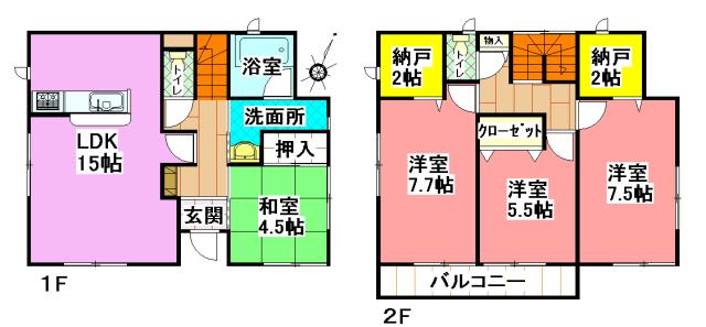 Floor plan. (1 Building), Price 17,900,000 yen, 4LDK+2S, Land area 226.62 sq m , Building area 97.6 sq m