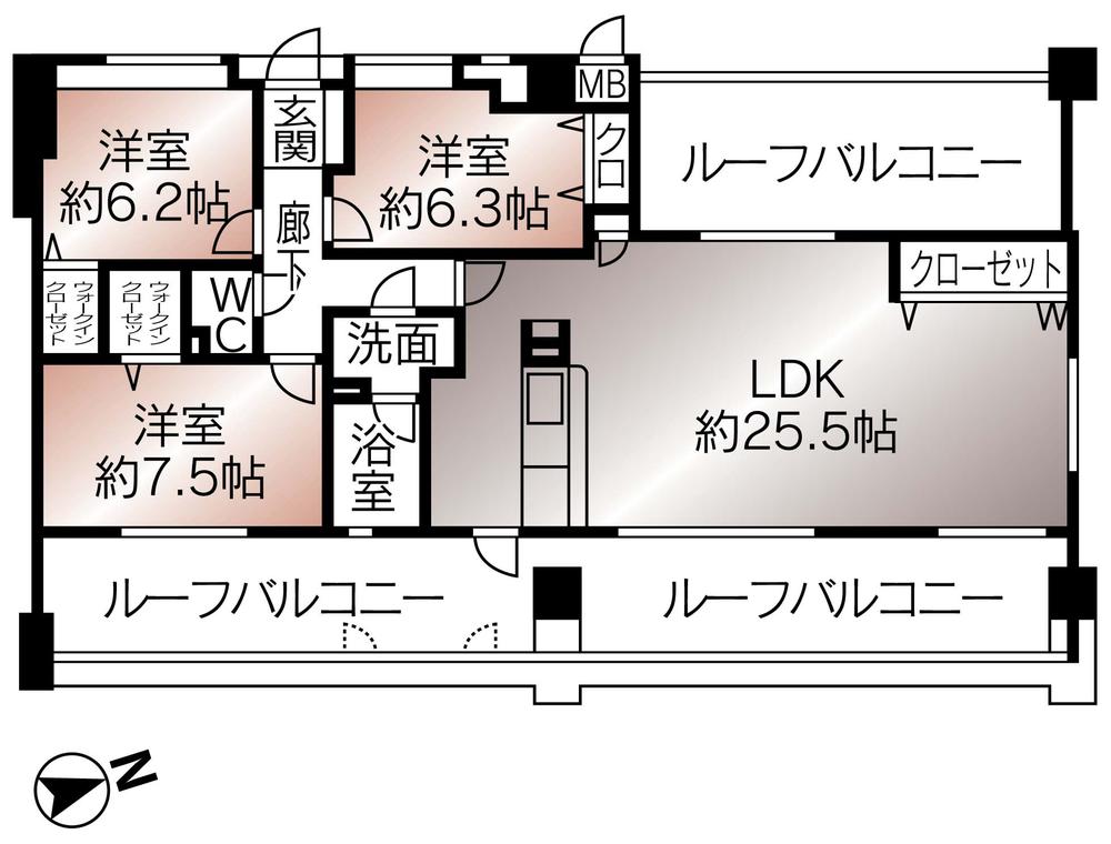Floor plan. 3LDK, Price 18 million yen, Occupied area 90.32 sq m