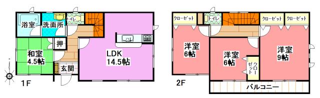 Floor plan. (4 Building), Price 14.8 million yen, 4LDK, Land area 143.43 sq m , Building area 94.77 sq m