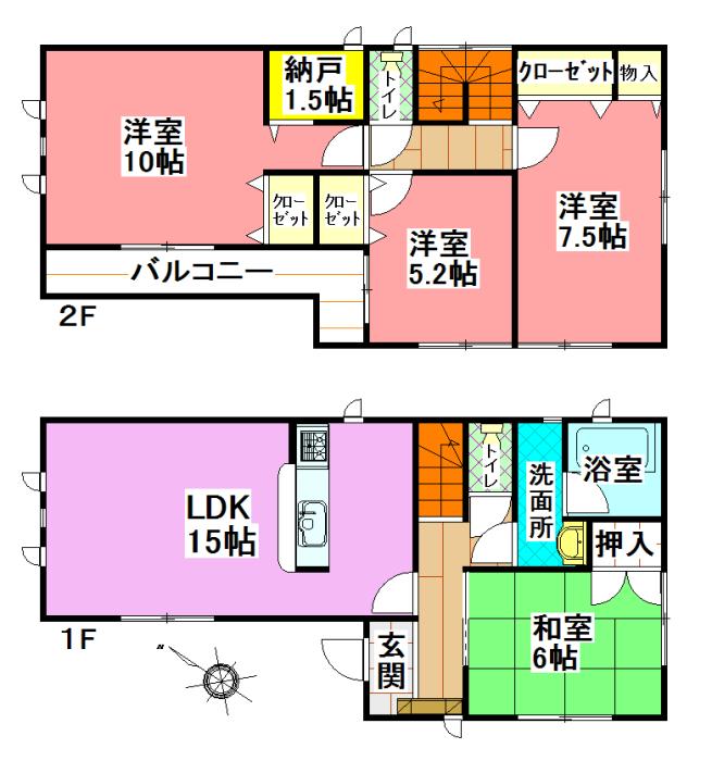 Floor plan. (1 Building), Price 18,800,000 yen, 4LDK+S, Land area 201.69 sq m , Building area 100.44 sq m