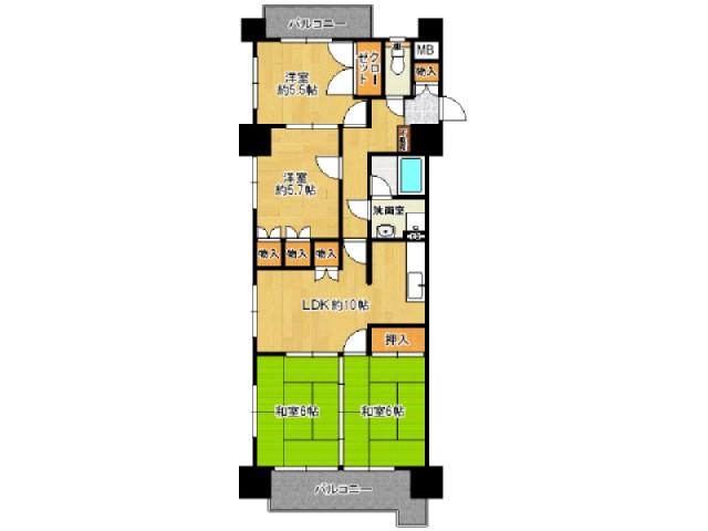 Floor plan. 4LDK, Price 7.2 million yen, Occupied area 77.78 sq m , Balcony area 11.09 sq m