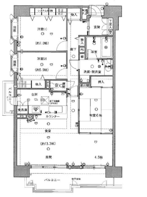Floor plan. 3LDK, Price 11.5 million yen, Footprint 94.6 sq m , Balcony area 19.47 sq m