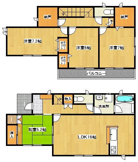 Floor plan. 17.8 million yen, 4LDK+S, Land area 214.19 sq m , Building area 101.24 sq m Floor