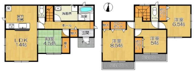 Floor plan. 15.9 million yen, 4LDK, Land area 175.37 sq m , Building area 97.2 sq m