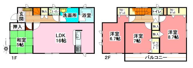 Floor plan. (4 Building), Price 17.8 million yen, 4LDK, Land area 165.5 sq m , Building area 102.06 sq m