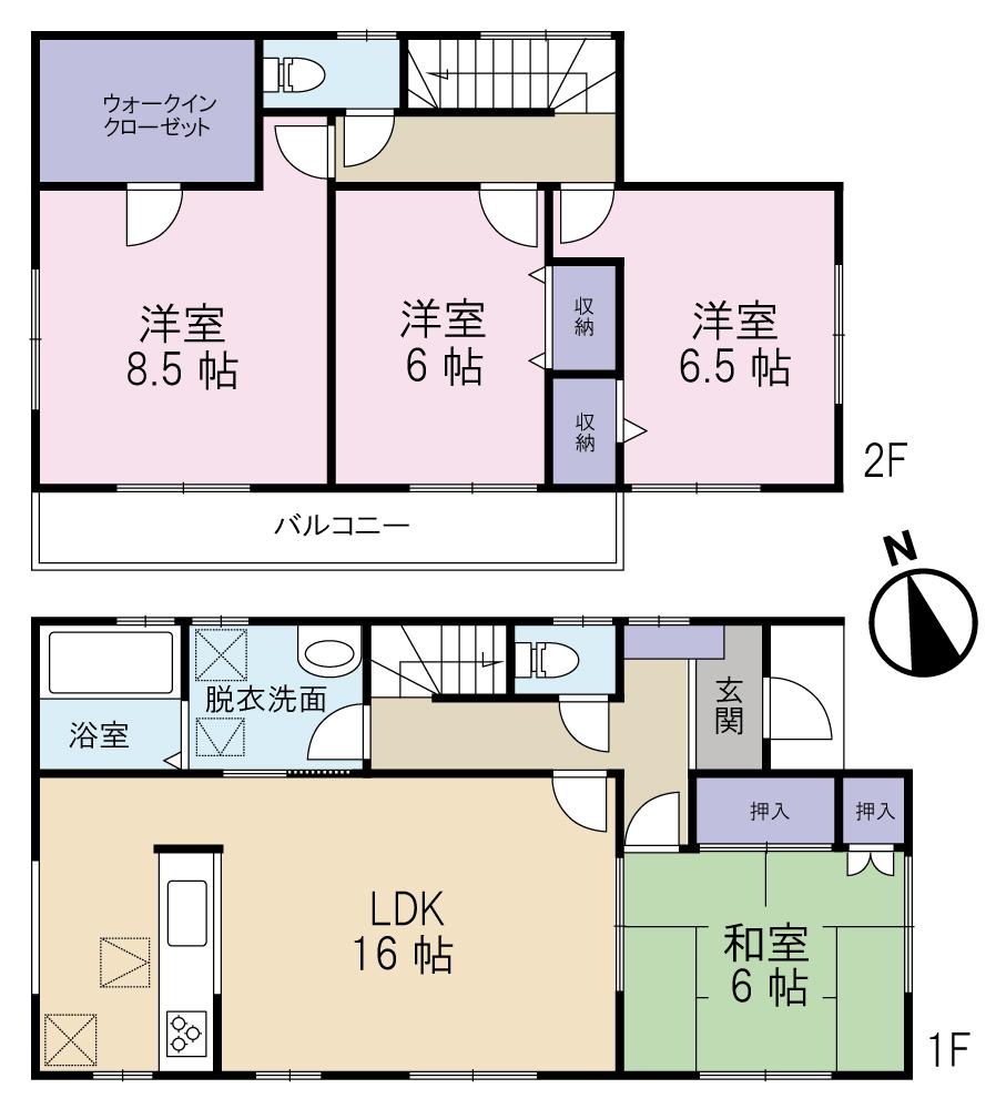 Floor plan. 20,980,000 yen, 4LDK, Land area 195.61 sq m , Building area 105.99 sq m Floor