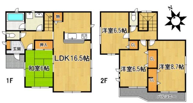 Floor plan. 25,800,000 yen, 4LDK, Land area 141.23 sq m , Building area 101.25 sq m