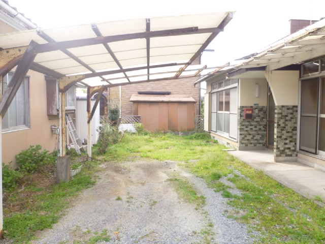 Building appearance. Garage with a roof