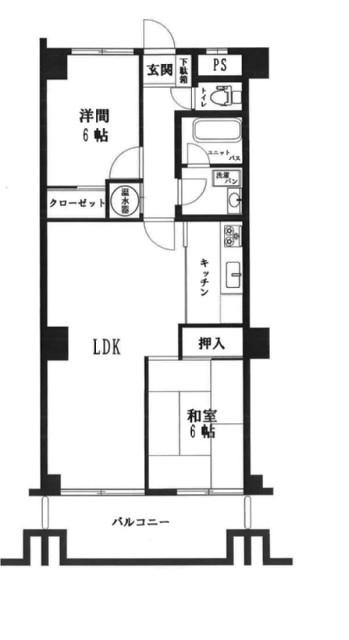Floor plan. 2LDK, Price 8.5 million yen, Occupied area 63.18 sq m , Balcony area 7.7 sq m