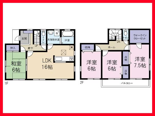 Floor plan. 14,980,000 yen, 4LDK, Land area 165.31 sq m , Building area 105.99 sq m Floor