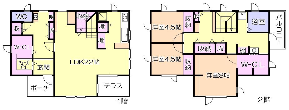 Floor plan. 26.5 million yen, 3LDK + 2S (storeroom), Land area 198.38 sq m , Building area 122.54 sq m