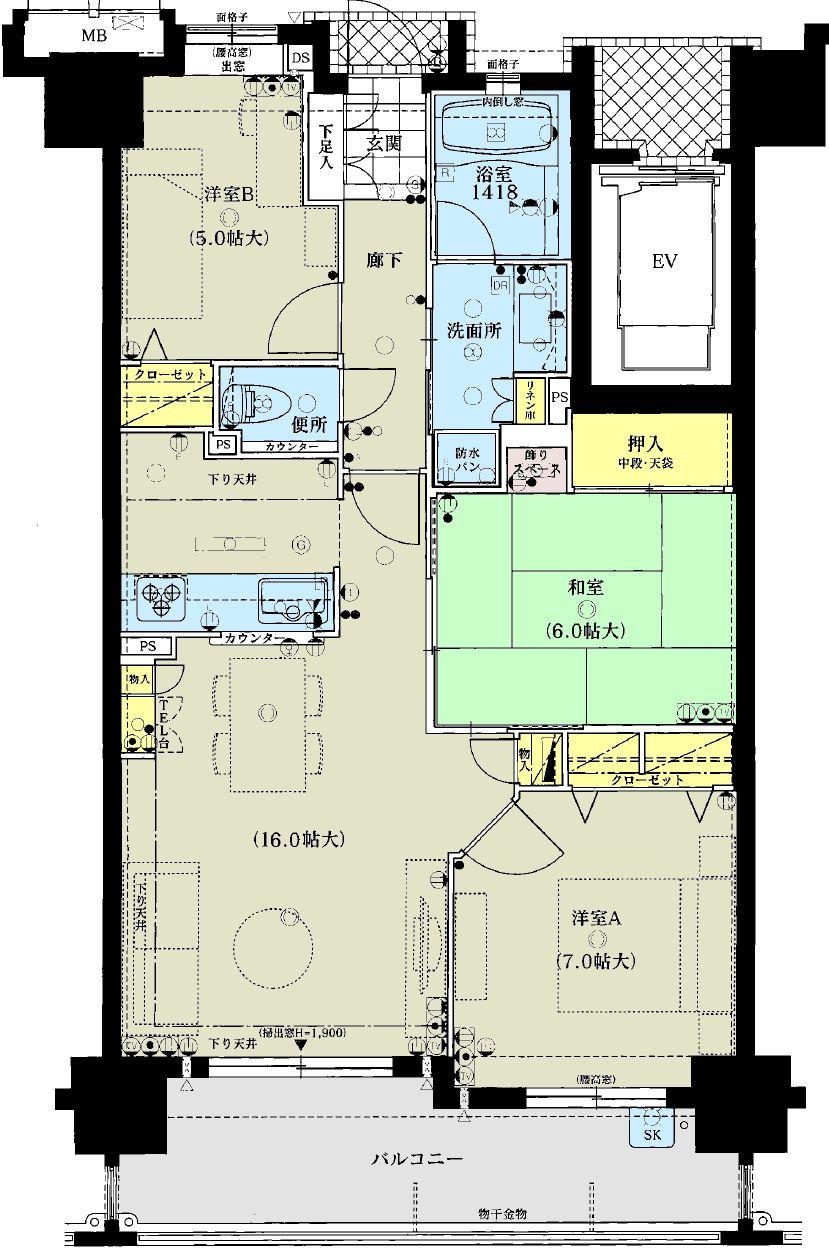 Floor plan. 3LDK, Price 17,900,000 yen, Footprint 75 sq m , Balcony area 12.47 sq m