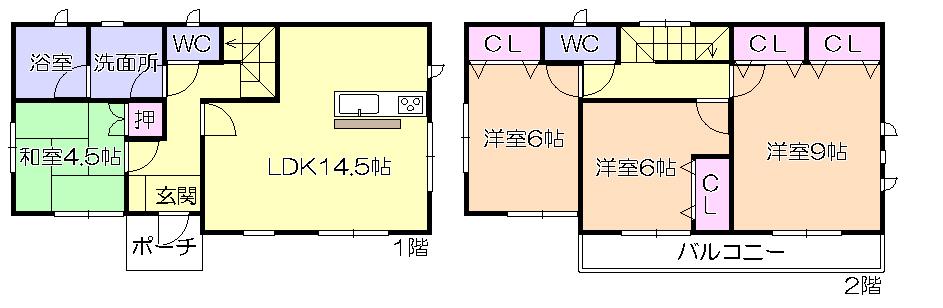 Floor plan. 14.8 million yen, 4LDK, Land area 143.43 sq m , Building area 97.2 sq m 4 Building