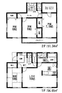 Floor plan. 14,980,000 yen, 4LDK, Land area 165.31 sq m , Building area 105.99 sq m 4LDK