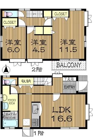 Floor plan. 21,980,000 yen, 3LDK, Land area 169.03 sq m , Building area 99.46 sq m