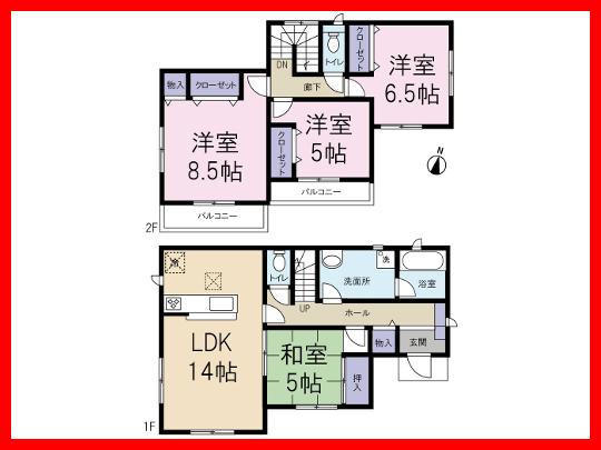 Floor plan. 15.9 million yen, 4LDK, Land area 175.37 sq m , Building area 97.2 sq m   [The photograph is a property of the same manufacturer and construction] Land area 175.37 sq m , Building area 97.20 sq m . Kitano Station is an 8-minute walk. Road width 6M in south road.