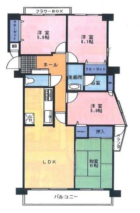 Floor plan. 4LDK, Price 12.8 million yen, Occupied area 80.83 sq m , Balcony area 8.17 sq m