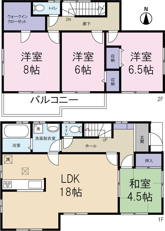 Floor plan. 18,980,000 yen, 4LDK, Land area 200.71 sq m , Building area 105.99 sq m Floor