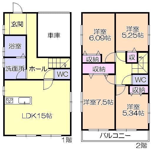 Floor plan. 22,980,000 yen, 4LDK, Land area 116.58 sq m , Building area 104.34 sq m