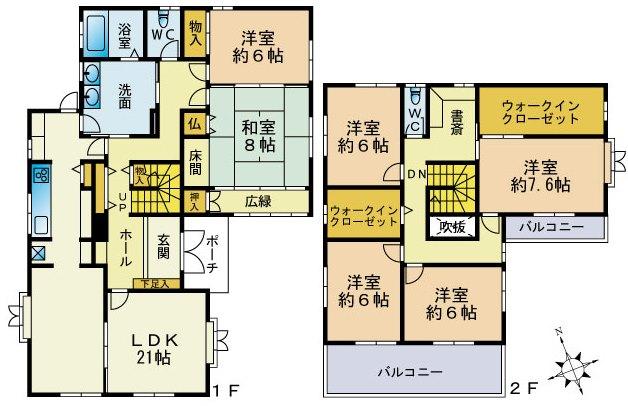 Floor plan. 29,800,000 yen, 6LDK, Land area 277.32 sq m , Building area 179.83 sq m