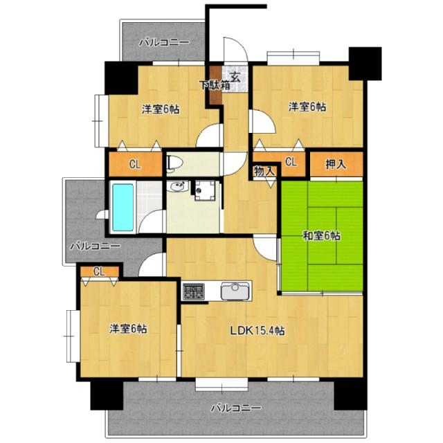 Floor plan. 4LDK, Price 15.3 million yen, Occupied area 85.85 sq m , Balcony area 24.92 sq m