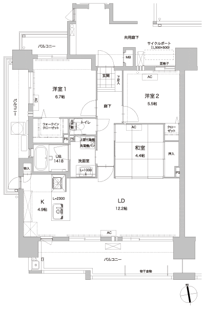 Floor: 3LDK, occupied area: 74.34 sq m, Price: 24.6 million yen ~ 25.6 million yen