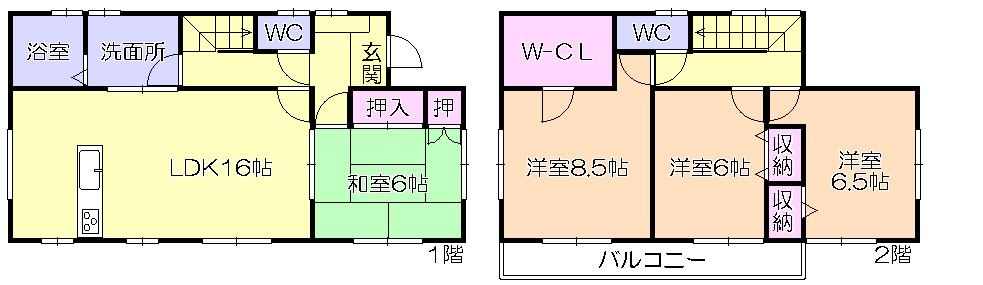Floor plan. 20,980,000 yen, 4LDK, Land area 195.61 sq m , Building area 105.99 sq m