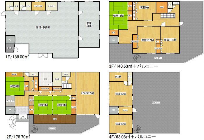 Floor plan. 35,800,000 yen, 9LDK + S (storeroom), Land area 610.57 sq m , Building area 570.41 sq m